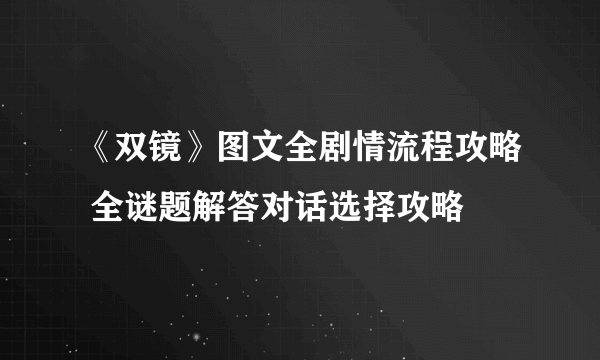 《双镜》图文全剧情流程攻略 全谜题解答对话选择攻略