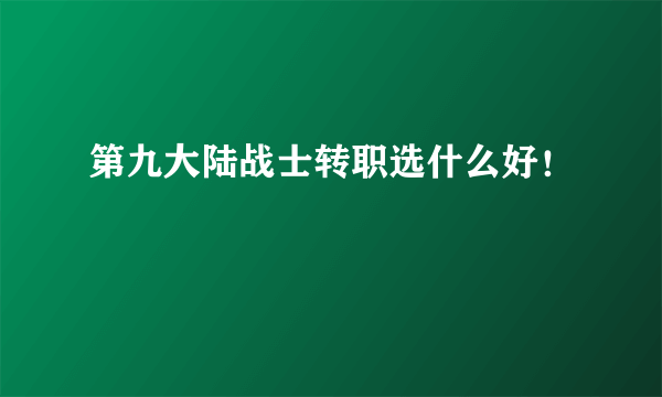 第九大陆战士转职选什么好！