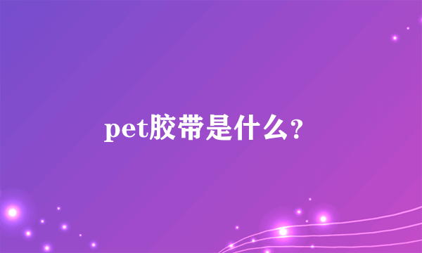 pet胶带是什么？