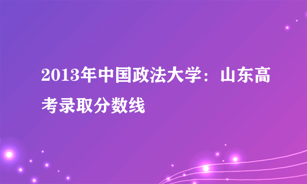 2013年中国政法大学：山东高考录取分数线