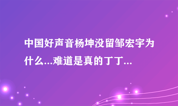 中国好声音杨坤没留邹宏宇为什么...难道是真的丁丁唱的比邹宏宇好？