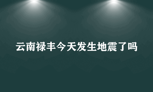 云南禄丰今天发生地震了吗