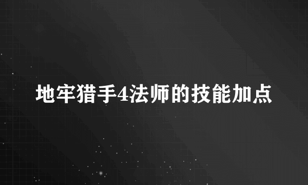 地牢猎手4法师的技能加点