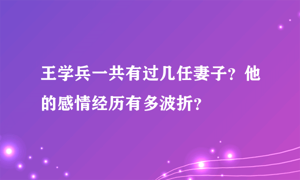 王学兵一共有过几任妻子？他的感情经历有多波折？