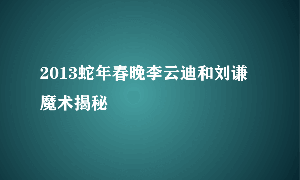 2013蛇年春晚李云迪和刘谦魔术揭秘