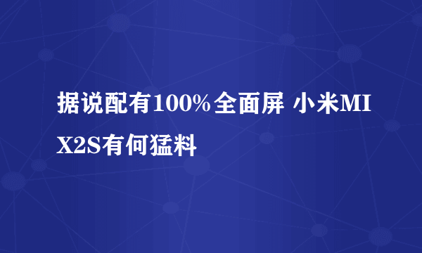 据说配有100%全面屏 小米MIX2S有何猛料