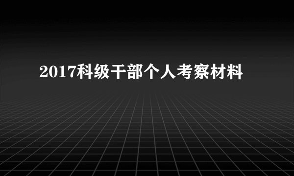 2017科级干部个人考察材料