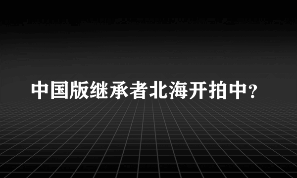 中国版继承者北海开拍中？