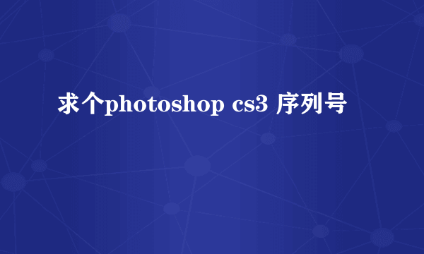 求个photoshop cs3 序列号