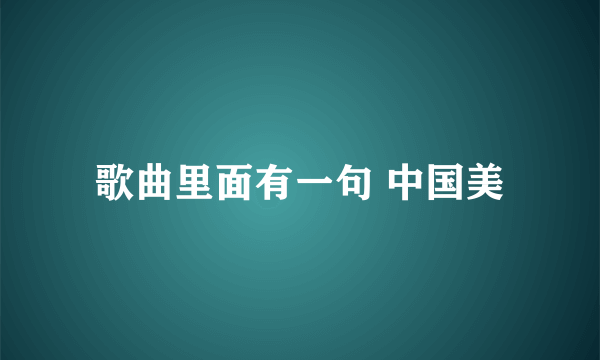 歌曲里面有一句 中国美