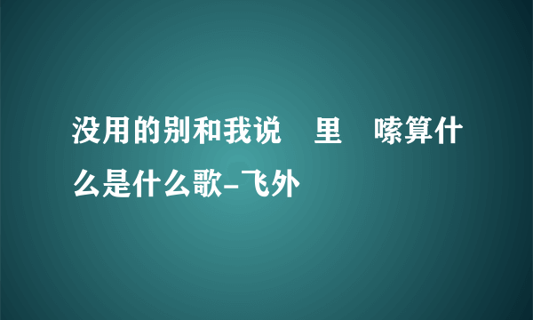 没用的别和我说啰里啰嗦算什么是什么歌-飞外