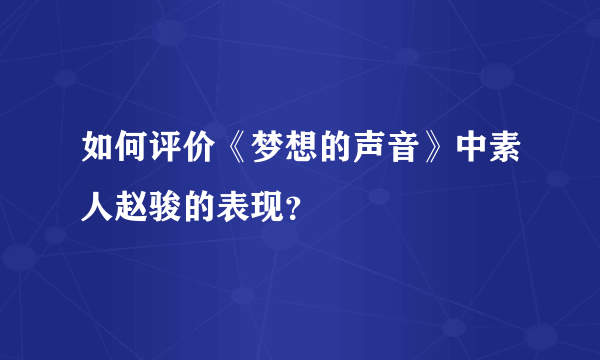 如何评价《梦想的声音》中素人赵骏的表现？