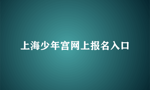 上海少年宫网上报名入口