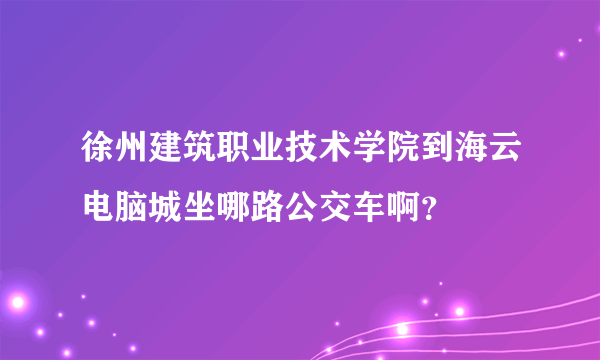 徐州建筑职业技术学院到海云电脑城坐哪路公交车啊？