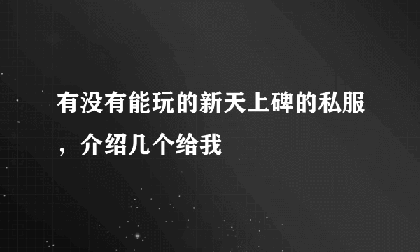 有没有能玩的新天上碑的私服，介绍几个给我