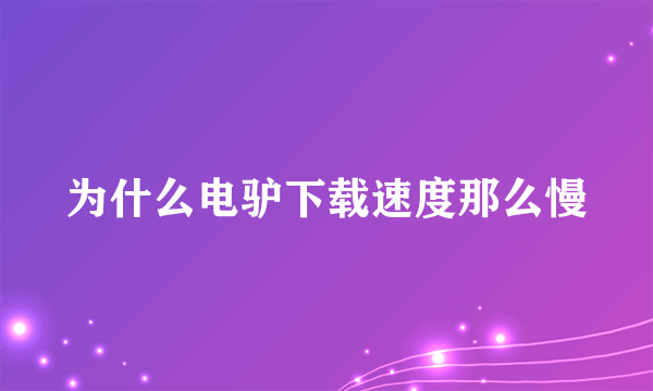 为什么电驴下载速度那么慢