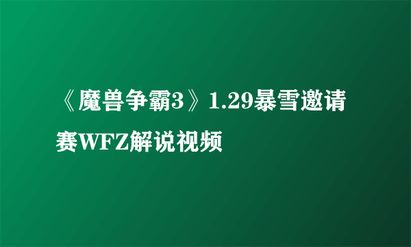 《魔兽争霸3》1.29暴雪邀请赛WFZ解说视频