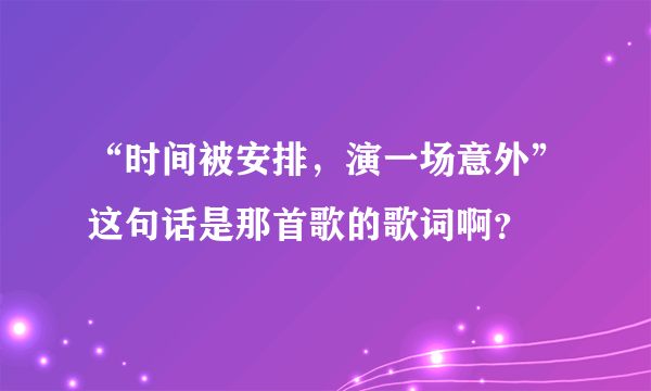 “时间被安排，演一场意外”这句话是那首歌的歌词啊？