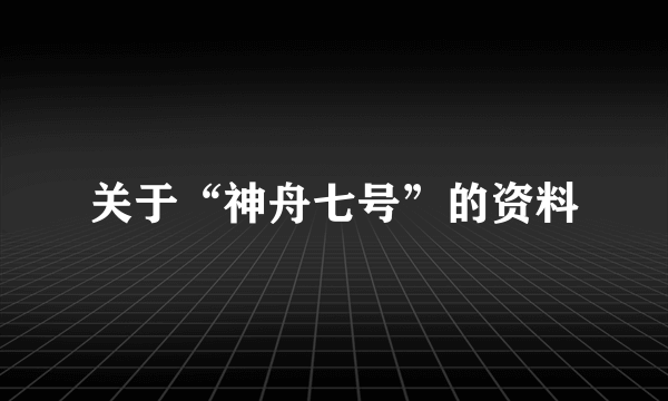 关于“神舟七号”的资料