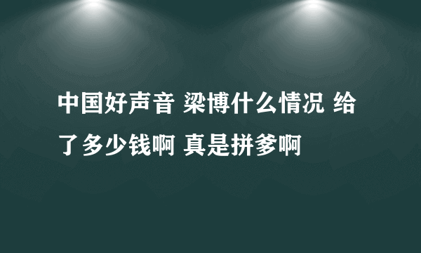 中国好声音 梁博什么情况 给了多少钱啊 真是拼爹啊