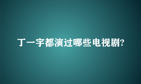 丁一宇都演过哪些电视剧?