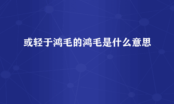 或轻于鸿毛的鸿毛是什么意思