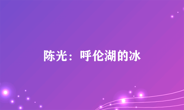 陈光：呼伦湖的冰