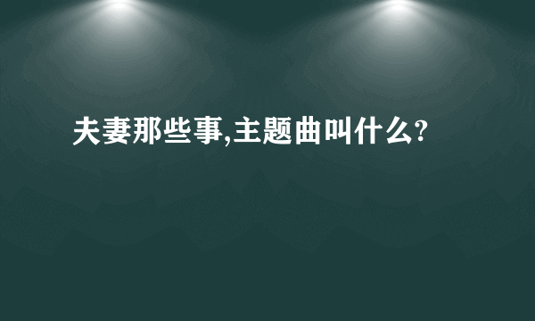 夫妻那些事,主题曲叫什么?