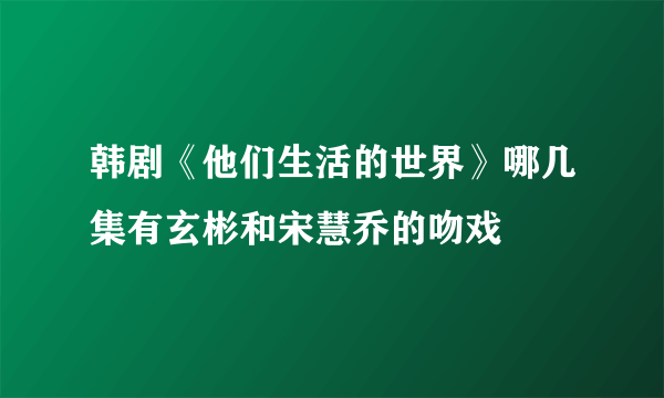 韩剧《他们生活的世界》哪几集有玄彬和宋慧乔的吻戏