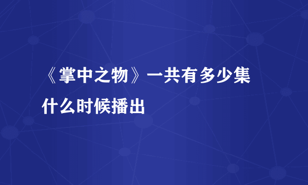 《掌中之物》一共有多少集 什么时候播出