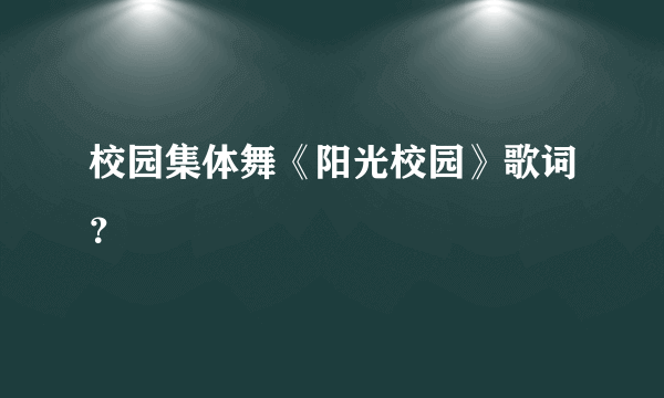 校园集体舞《阳光校园》歌词？