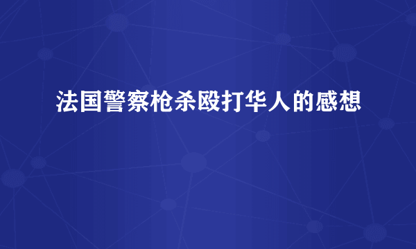 法国警察枪杀殴打华人的感想