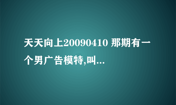 天天向上20090410 那期有一个男广告模特,叫什么呀?