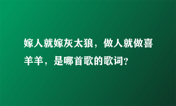 嫁人就嫁灰太狼，做人就做喜羊羊，是哪首歌的歌词？