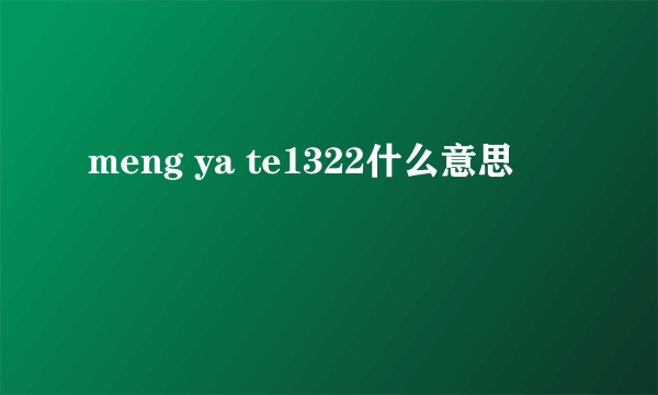 meng ya te1322什么意思