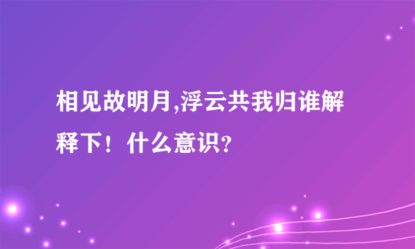 相见故明月,浮云共我归谁解释下！什么意识？