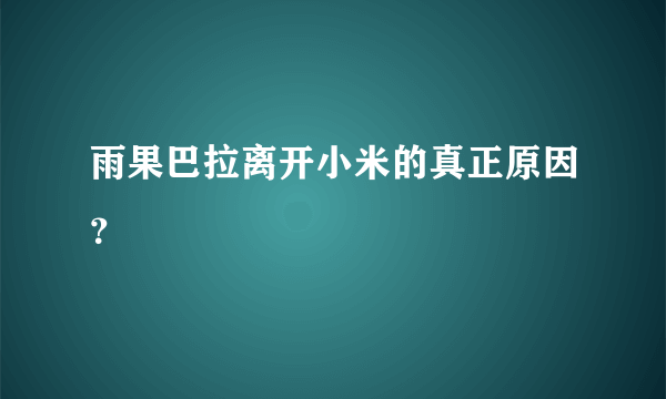 雨果巴拉离开小米的真正原因？