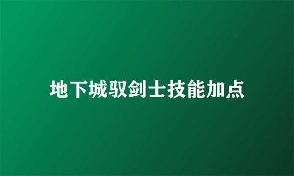 地下城驭剑士技能加点