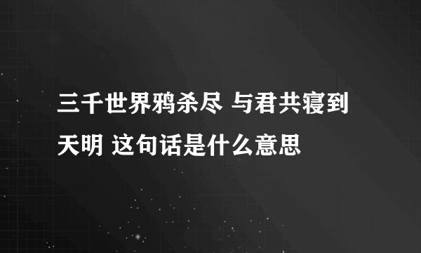 三千世界鸦杀尽 与君共寝到天明 这句话是什么意思