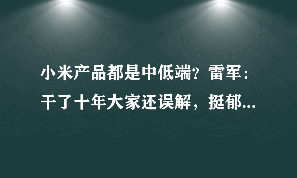 小米产品都是中低端？雷军：干了十年大家还误解，挺郁闷的……