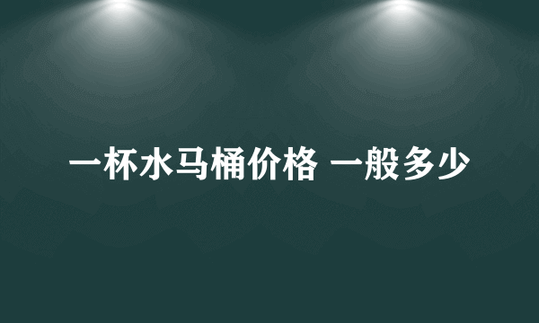 一杯水马桶价格 一般多少