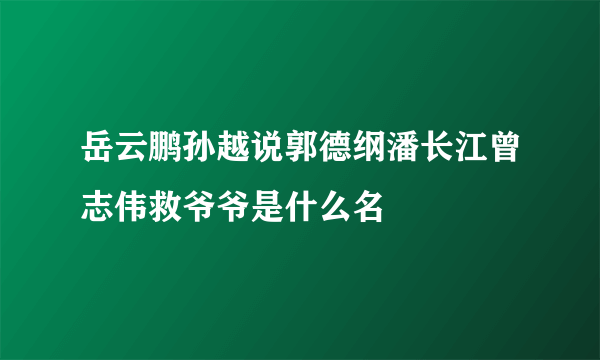 岳云鹏孙越说郭德纲潘长江曾志伟救爷爷是什么名