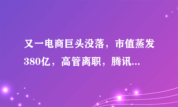 又一电商巨头没落，市值蒸发380亿，高管离职，腾讯也束手无策！