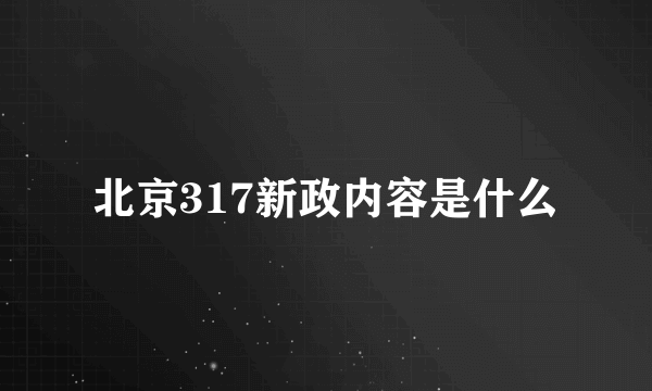 北京317新政内容是什么