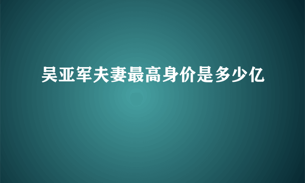 吴亚军夫妻最高身价是多少亿