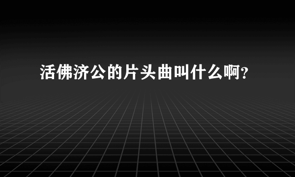 活佛济公的片头曲叫什么啊？