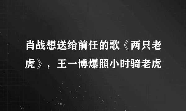 肖战想送给前任的歌《两只老虎》，王一博爆照小时骑老虎