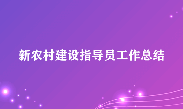 新农村建设指导员工作总结