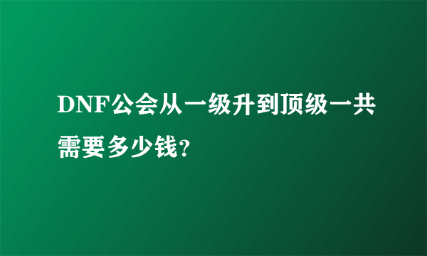 DNF公会从一级升到顶级一共需要多少钱？