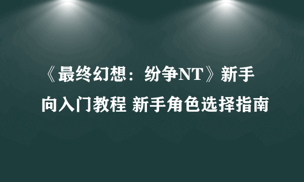 《最终幻想：纷争NT》新手向入门教程 新手角色选择指南